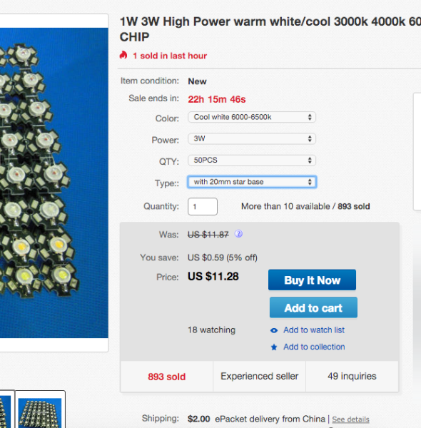 Inexpensive LEDs from Ebay